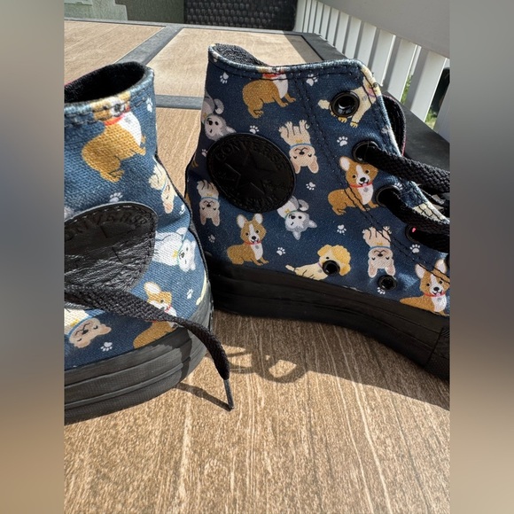 Converse Black and Red High-Top Sneakers with Dog Print - Picture 3 of 8